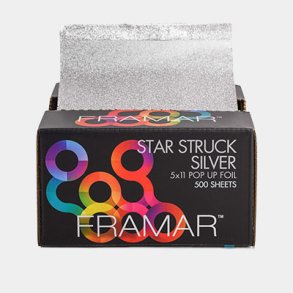 Framar Star Struck Silver pop-up folie – professionel frisrfolie i slv, 5x11, 500 ark til farvning og highlights