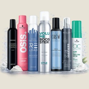 Professionelle h�rmousser fra Previa, Schwarzkopf, Trinity Haircare, American Crew, Revlon og Dusy Professional &ndash; volume mousse og styling foam med medium til ekstra st�rkt hold for fylde, struktur og langvarig volumen.