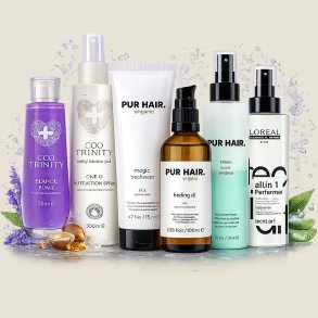 Professionelle h�rplejeprodukter fra Trinity Haircare, Pur Hair og L&rsquo;Or�al Professionnel &ndash; h�rolier, leave-in conditioner, multi treatment spray og elixir til fugt, pleje, glans og beskyttelse af t�rt og skadet h�r.