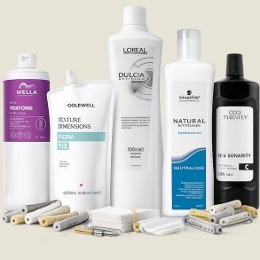 Professionelle permanent- og neutraliseringsprodukter fra Wella, Goldwell, L'Or�al Professionnel, Schwarzkopf og Trinity