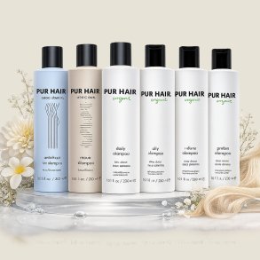 PUR HAIR shampoo serie med Magic Keratin, Magic Gum og Organic Daily, Volume og Protein shampoo