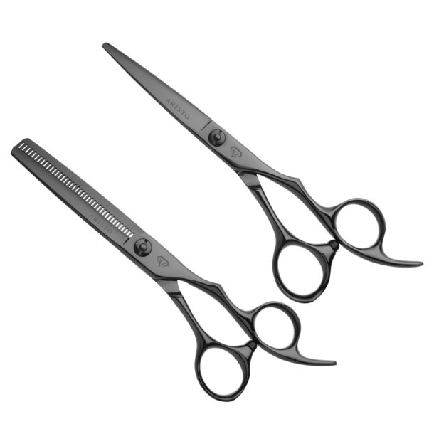 ARISTO MOONSET sakses�t med klippesaks og modelleringssaks med blank, sort titaniumbel�gning.
