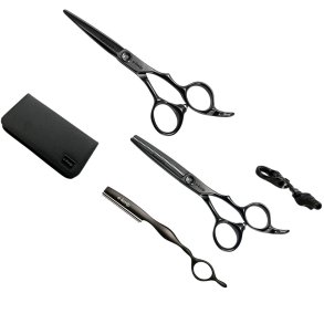 e-kwip Kurayami sakses�t med to sorte sakse i 5,5, ergonomiske 3D-greb og featherkniv