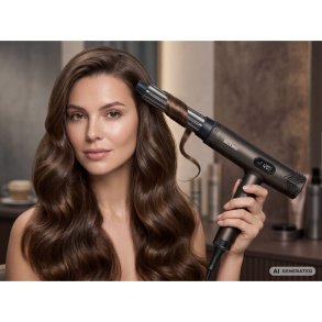 EFALOCK FANTASYA MOCCA MOOD f�nt�rrer i mokkabrun med s�lvfarvet Aircurl-tilbeh�r til b�lger og kr�ller.
