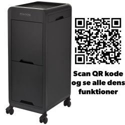 Sort eNOBILE EFALOCK servicevogn med lukkede skuffer, topbakke og fire hjul