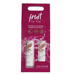 Fruit for Hair Smooth & Shine shampoo 300 ml og h�rkur 250 ml med mandel, chia og papaya til kruset h�r.