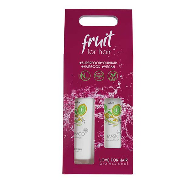 Fruit for Hair Volume & Strength h�rplejes�t med shampoo 300 ml og h�rkur 250 ml til fint og fladt h�r.