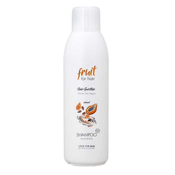 LOVE FOR HAIR Fruit for Hair Smooth & Shine Shampoo 1000 ml udglattende shampoo med mandel, chia og papaya.
