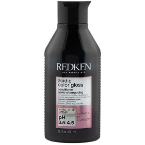 Lyser�d flaske med Redken Acidic Color Gloss Conditioner 300 ml til bl�dhed, udredning og glans i farvet h�r