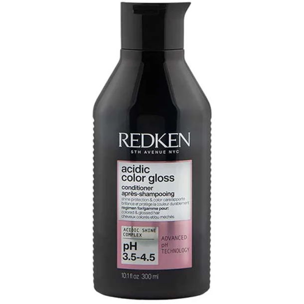 Lyser�d flaske med Redken Acidic Color Gloss Conditioner 300 ml til bl�dhed, udredning og glans i farvet h�r